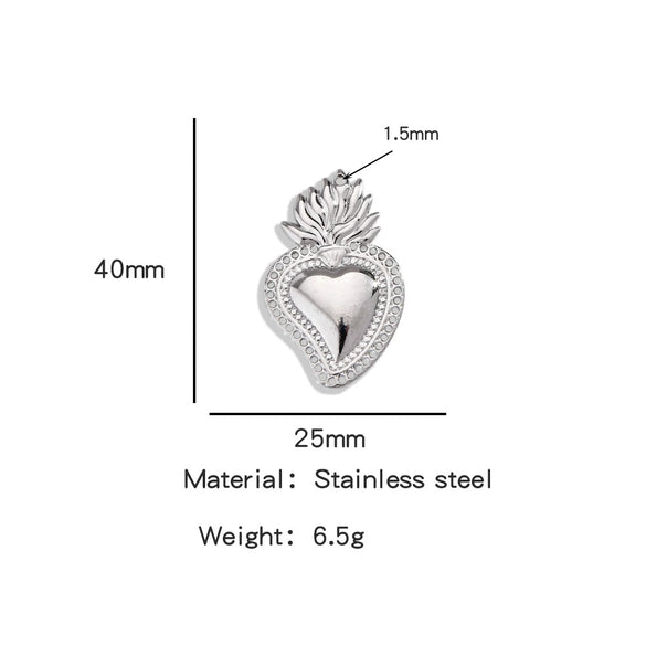 Stainless Steel Retro Style Heart Pendant Electroplating Process Bracelet Necklace Diy Accessories