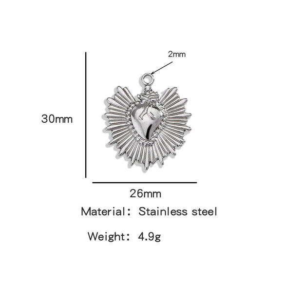 Stainless Steel Retro Style Heart Pendant Electroplating Process Bracelet Necklace Diy Accessories