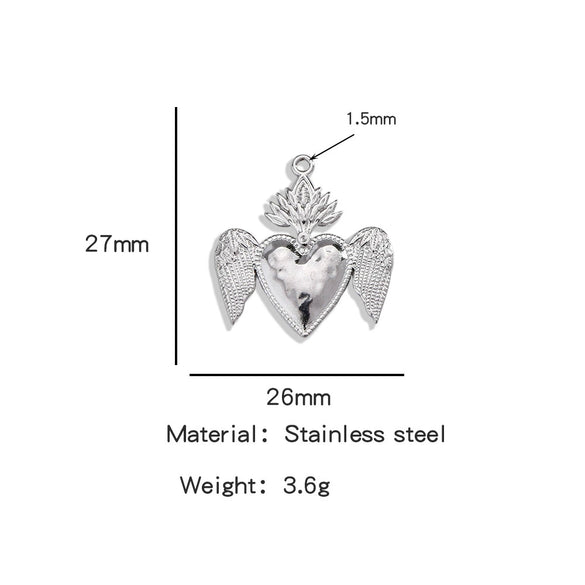 Stainless Steel Retro Style Heart Pendant Electroplating Process Bracelet Necklace Diy Accessories