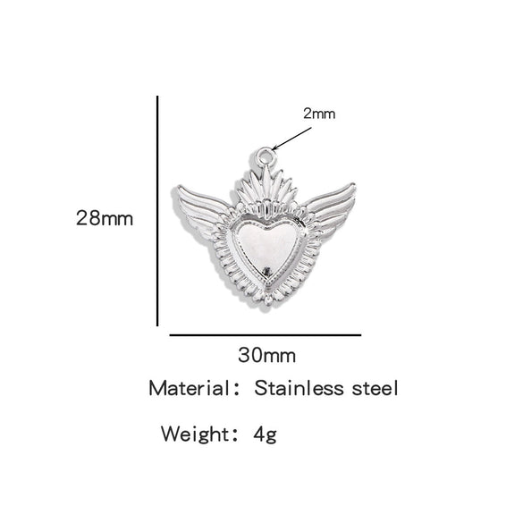 Stainless Steel Retro Style Heart Pendant Electroplating Process Bracelet Necklace Diy Accessories