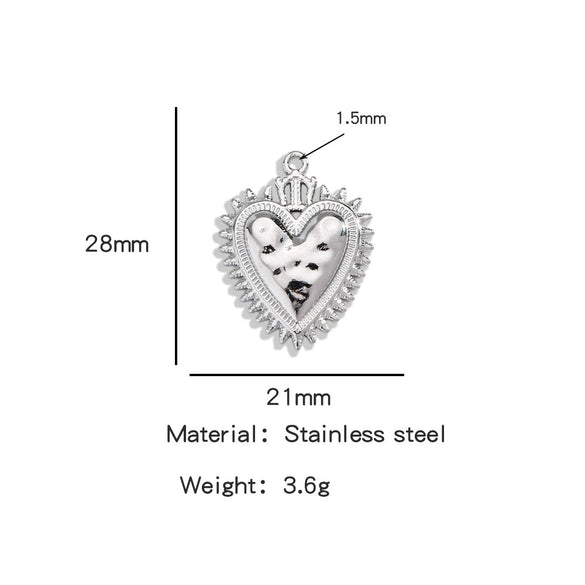 Stainless Steel Retro Style Heart Pendant Electroplating Process Bracelet Necklace Diy Accessories