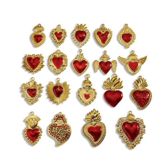 Stainless Steel Retro Style Heart Pendant Oil Dripping Electroplating Craft Bracelet Necklace Diy Accessories