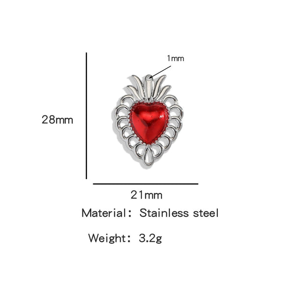 Stainless Steel Retro Style Heart Pendant Oil Dripping Electroplating Craft Bracelet Necklace Diy Accessories