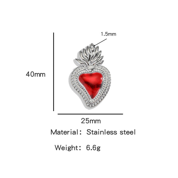 Stainless Steel Retro Style Heart Pendant Oil Dripping Electroplating Craft Bracelet Necklace Diy Accessories