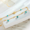 Stainless Steel Retro Turquoise Pendant Tree Of Life Double Layer Women's Anklet