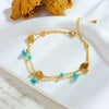 Stainless Steel Retro Turquoise Pendant Tree Of Life Double Layer Women's Anklet