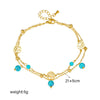 Stainless Steel Retro Turquoise Pendant Tree Of Life Double Layer Women's Anklet