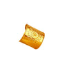 Stainless Steel Retro Wide Face Heart Opening Couple Ring 18K Gold Plated Geometric Design