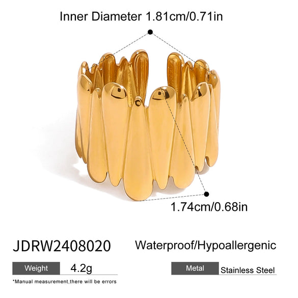 Stainless Steel Rhinestone Geometric Ring For Women With Electroplating