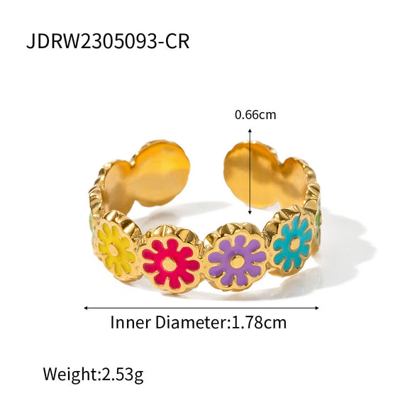 Stainless Steel Rhinestone Geometric Ring For Women With Electroplating