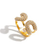 Stainless Steel Rhinestone Geometric Ring For Women With Electroplating