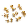 Stainless Steel Rhinestone Hoop Round Bead Earrings Goldplated Electroplated Diy Earring Accessories