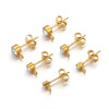 Stainless Steel Rhinestone Hoop Round Bead Earrings Goldplated Electroplated Diy Earring Accessories