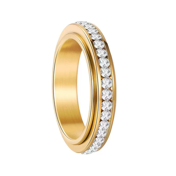 Stainless Steel Rhombus Faceted Electroplated Simple Zircon Ring For Women And Couple