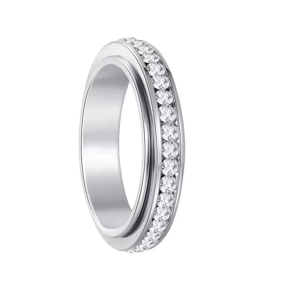 Stainless Steel Rhombus Faceted Electroplated Simple Zircon Ring For Women And Couple