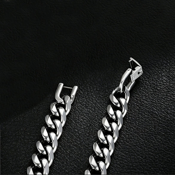 Stainless Steel Rhombus Fruit And Leaf Pattern Thick Cuban Chain Bracelet Polished Retro Punk Jewelry For Men And Women
