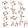Stainless Steel Rhombus Threaded Piercing Ear Bone Nail Cartilage Earrings Set