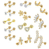 Stainless Steel Rhombus Threaded Piercing Ear Bone Nail Cartilage Earrings Set