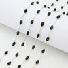 Stainless Steel Rice Bead Chain Black Crystal Multi Sided Beaded Chain Electroplated Handmade