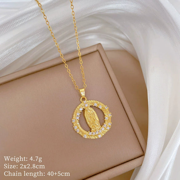 Stainless Steel Ring And Clavicle Chain With Geometric Pattern Light Luxury Style Unisex