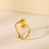 Stainless Steel Ring For Women With Drop Shape And Geometric Pattern Electroplated Design