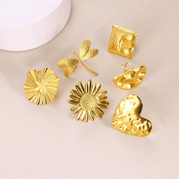 Stainless Steel Ring Geometric Design Heart Shape Electroplated