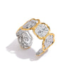 Stainless Steel Ring Geometric Pattern Electroplating Design Gold And Silver Color Matching Hammer Pattern Nonfading Hand Jewelry
