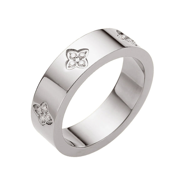 Stainless Steel Ring Geometric Pattern Real Gold Plated Women's