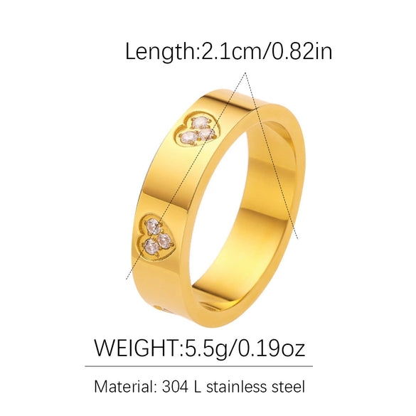 Stainless Steel Ring Geometric Pattern Real Gold Plated Women's