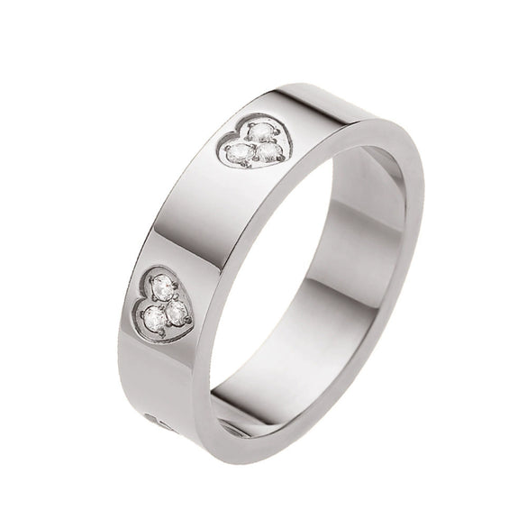 Stainless Steel Ring Geometric Pattern Real Gold Plated Women's