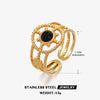 Stainless Steel Ring Geometric Style Malachite Turquoise Obsidian Inlaid Electroplated For Women