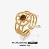 Stainless Steel Ring Geometric Style Malachite Turquoise Obsidian Inlaid Electroplated For Women