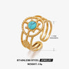Stainless Steel Ring Geometric Style Malachite Turquoise Obsidian Inlaid Electroplated For Women