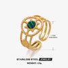 Stainless Steel Ring Geometric Style Malachite Turquoise Obsidian Inlaid Electroplated For Women