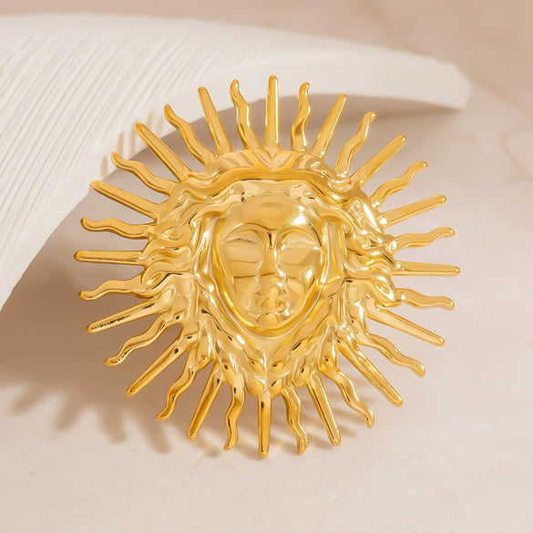 Stainless Steel Ring Gold Plated Animal Zodiac Star Pattern