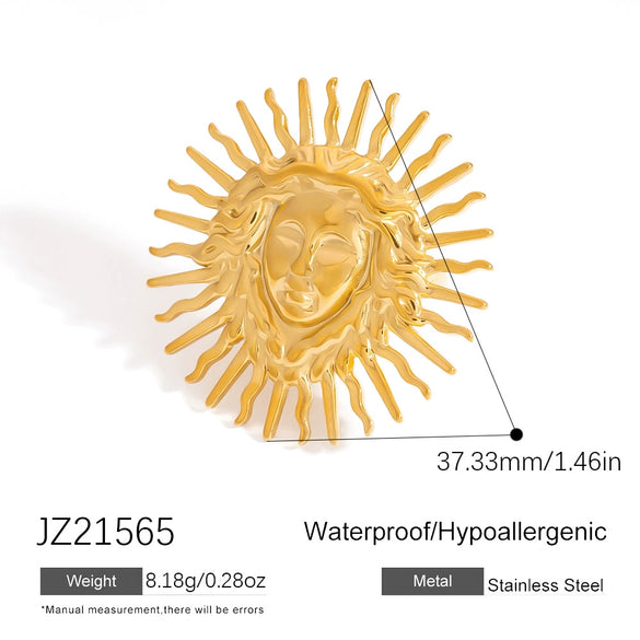 Stainless Steel Ring Gold Plated Animal Zodiac Star Pattern
