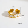 Stainless Steel Ring Gold Plated Round Splicing Open Heart Shape U Shaped Geometric