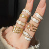 Stainless Steel Ring Gold Plated Round Splicing Open Heart Shape U Shaped Geometric