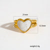 Stainless Steel Ring Gold Plated Round Splicing Open Heart Shape U Shaped Geometric