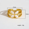 Stainless Steel Ring Gold Plated Round Splicing Open Heart Shape U Shaped Geometric
