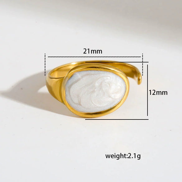 Stainless Steel Ring Gold Plated Round Splicing Open Heart Shape U Shaped Geometric