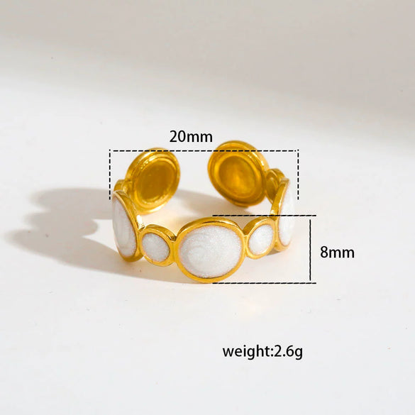 Stainless Steel Ring Gold Plated Round Splicing Open Heart Shape U Shaped Geometric