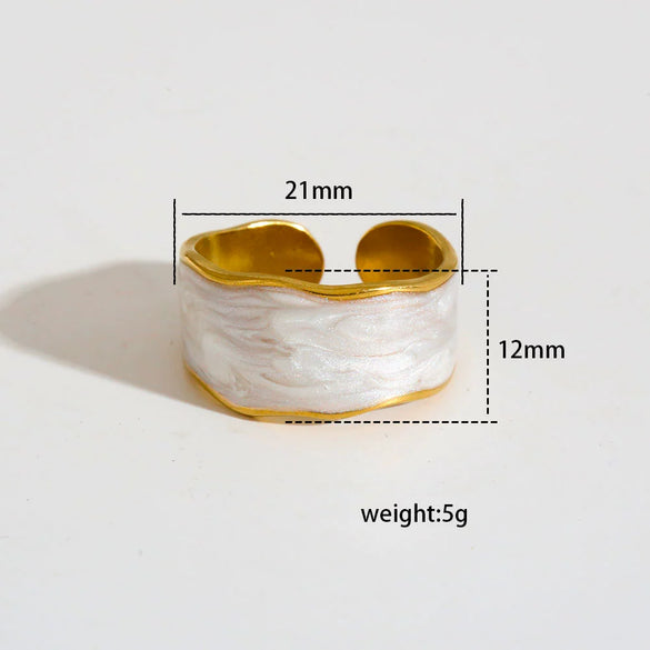 Stainless Steel Ring Gold Plated Round Splicing Open Heart Shape U Shaped Geometric