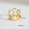 Stainless Steel Ring Gold Plated Round Splicing Open Heart Shape U Shaped Geometric