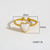 Stainless Steel Ring Gold Plated Round Splicing Open Heart Shape U Shaped Geometric