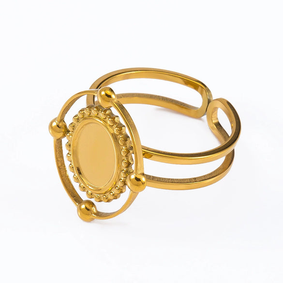 Stainless Steel Ring Holder Vintage Style Tray With Twist Adjustable Design And Electroplating Treatment