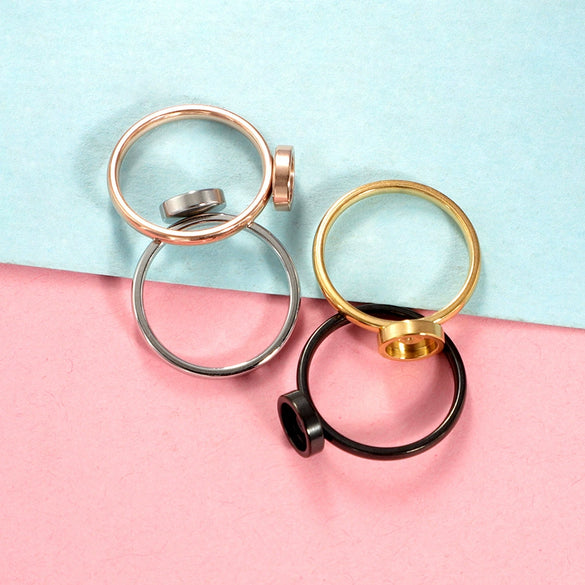 Stainless Steel Ring Jewelry Geometric Style Polish Diy Empty Ring Base