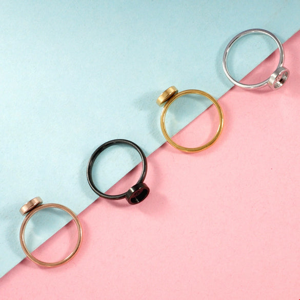 Stainless Steel Ring Jewelry Geometric Style Polish Diy Empty Ring Base