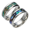 Stainless Steel Ring Jewelry Unisex U Shape Polished Inlaid With Imitation Abalone And Shell
