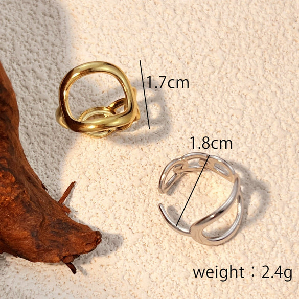 Stainless Steel Ring 18K Gold Plated Heart Shape Hollow Design Light Luxury Highend